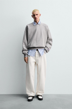 ZARA Х CHAMPION ® ТОЛСТОВКА CREWNECK С НАШИВКАМИ, СЕРЫЙ МЕЛАНЖ