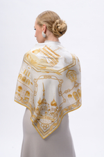 Платок «Реки России» бежевый 100% шёлк