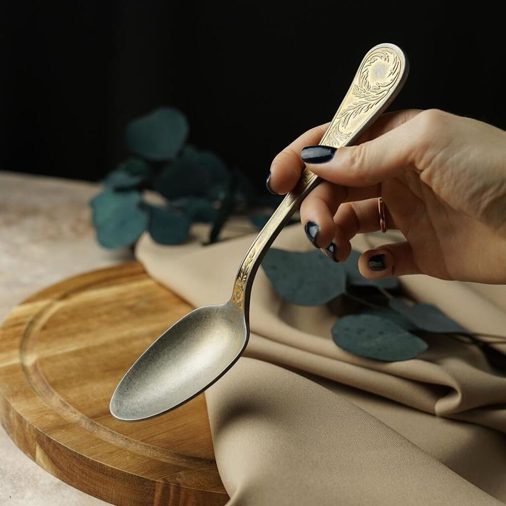 Ложка столовая 20,2 см матовая с золотом   P.L. Proff Cuisine [12]