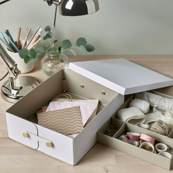 IKEA SPINNROCK  (ИКЕА СПИННРОСК)  -  Коробка с разделителями, белая, 32x25x10 см