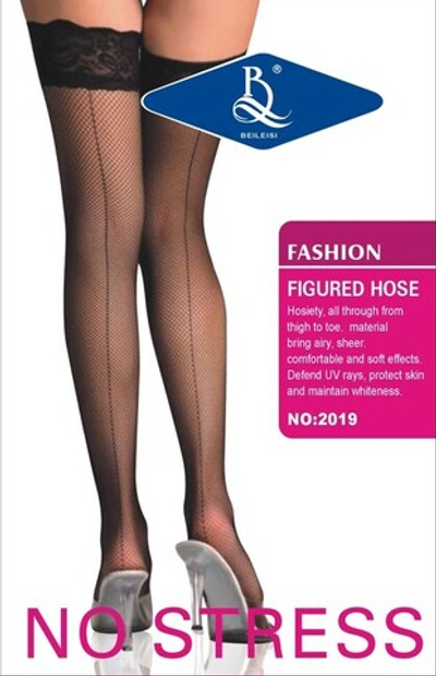 Черные чулки в сеточку под пояс со швом сзади OS (42-46) (Цвет: черный)