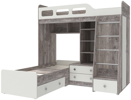 Двухъярусная кровать КарИВи Астра 4 Бетон Белый