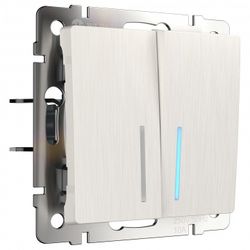 Выключатель двухклавишный с подсветкой без рамки Werkel перламутровый рифленый W1120113