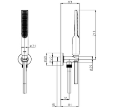Bossini Apice душ ручной Ø31x241 мм, шланговое подсоединение со встроенным держателем, шланг Cromolux 1500 мм, цвет хром