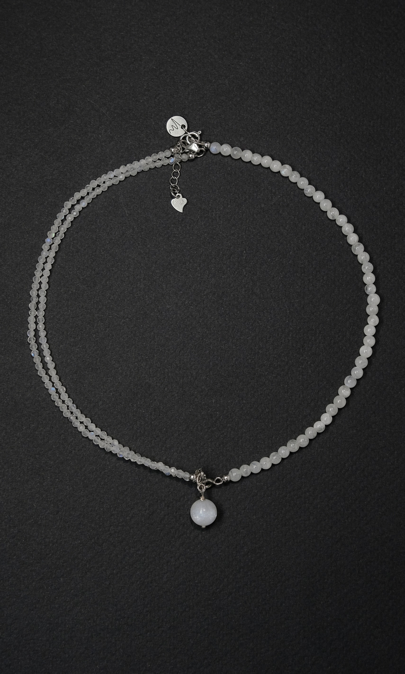 Колье Сотуар "Memo Flow" из лунного камня