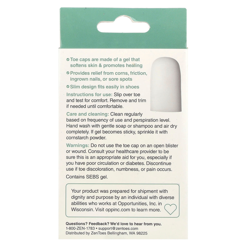 ZenToes, Гелевые колпачки, маленькие, серые, 2 шт. В упаковке