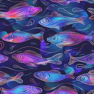 Неоновые рыбки в океане