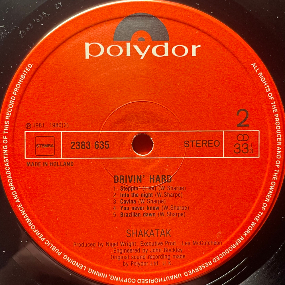 Shakatak ‎– Drivin' Hard (Голландия 1981г.)