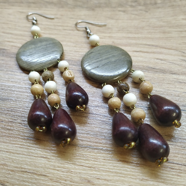 Серьги Облачка, дерево, цвет ассорти, 25x70 мм 313696