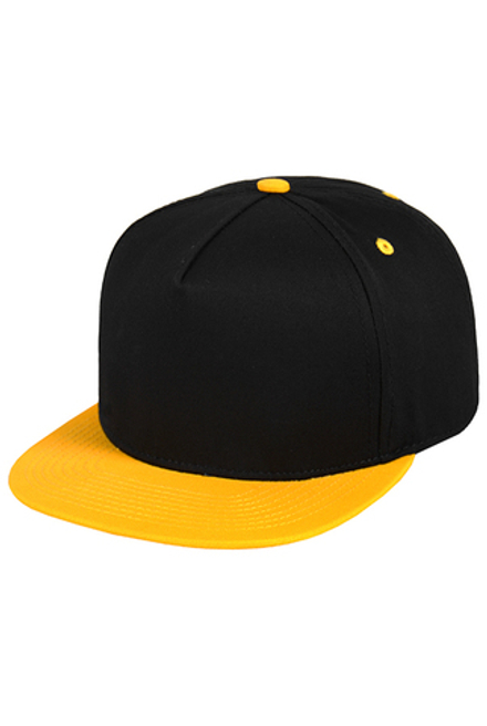 Бейсболка черная с желтым козырьком и застежкой сзади
