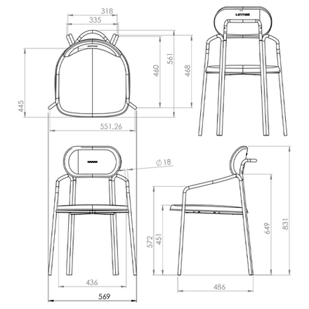 Набор из 2 стульев LATITUDE Ror, Round, велюр, черный/розовый