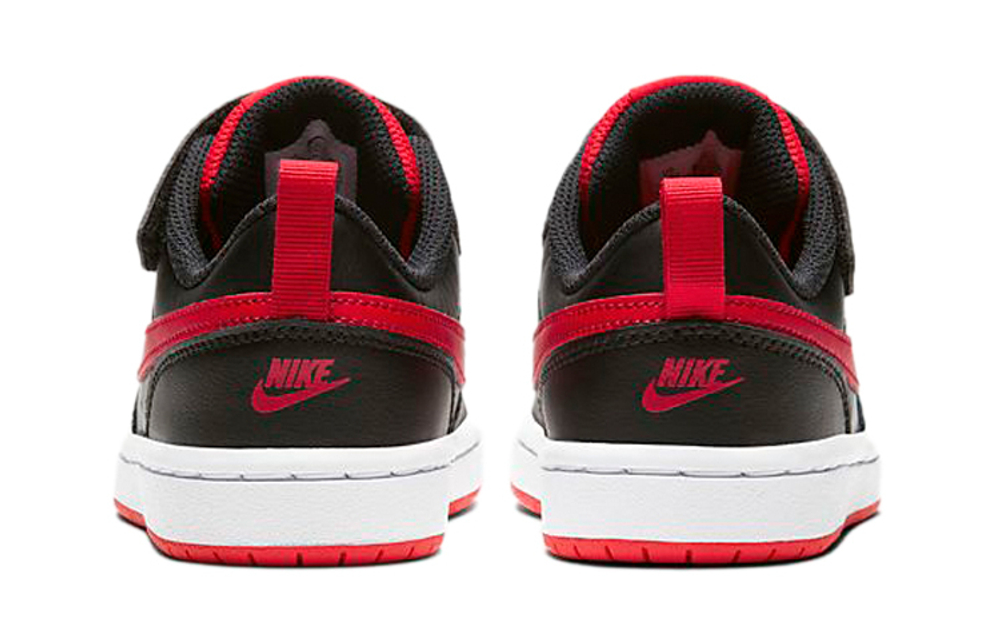 Children's Nike Court Borough Low 2 synthetic leather non-slip shock absorption wear-resistant lightweight low-cut children's sneakers black and red