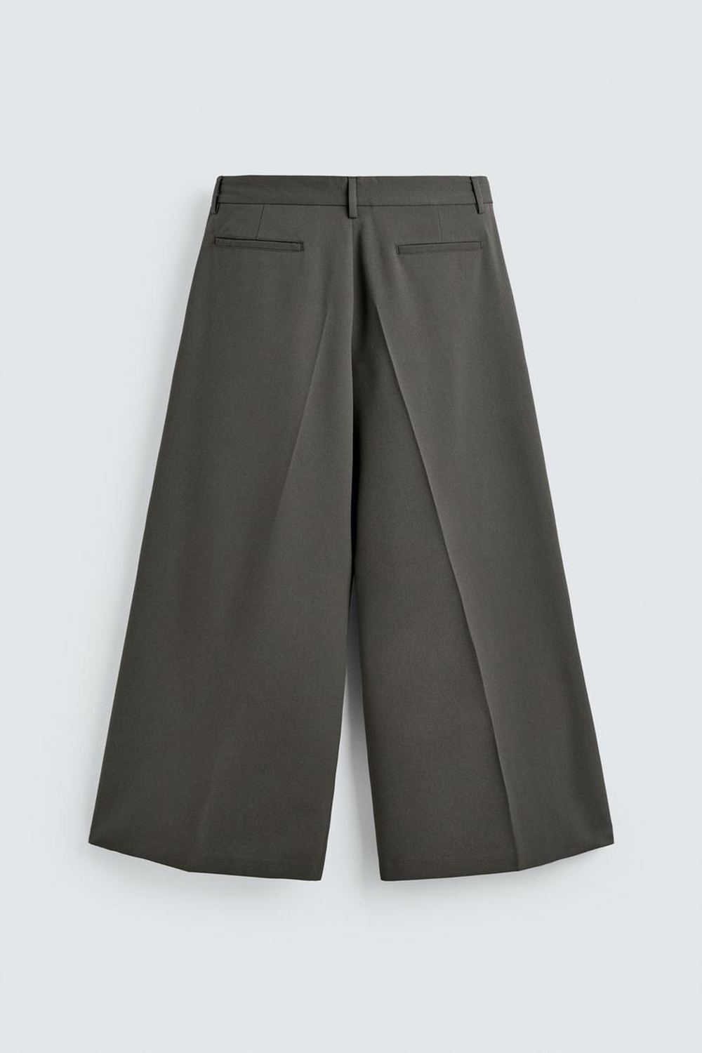 ZARA БРЮКИ WIDE FIT СО СКЛАДКАМИ, АНТРАЦИТОВО-СЕРЫЙ