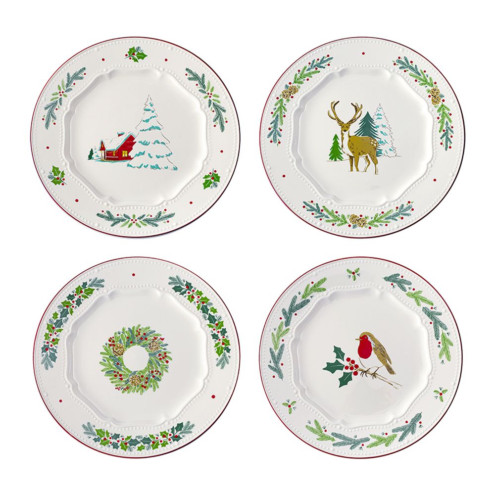 Набор из четырех тарелок Nordic winter из коллекции New Year Essential, Ø23 см