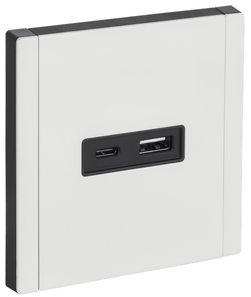 FORTE&PIANO Розетка USB A+C 18Вт FP251M металл белый IEK