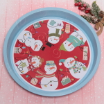 Поднос жестяной 33*4см «Веселые снеговики»