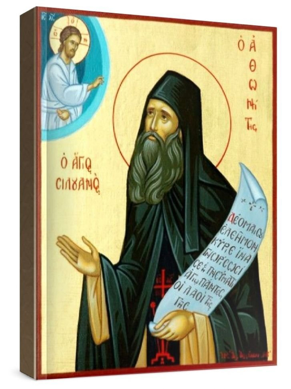 Силуан Афонский (рукописная икона)