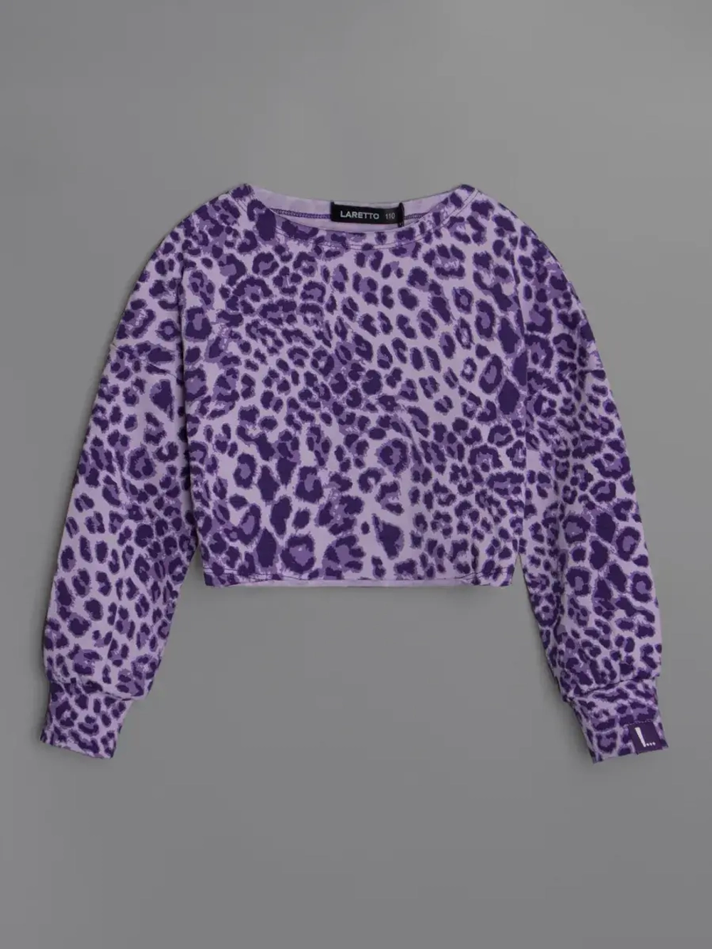 Лонгслив для девочки укороченный, леопард