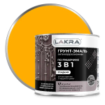 ЛАКРА  Грунт-эмаль 3 в 1 по ржавчине гладкая  Желтая 1,7кг (LAKRA)