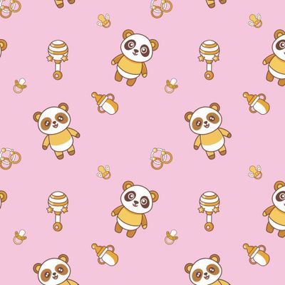 панда малыш погремушка соска розовый