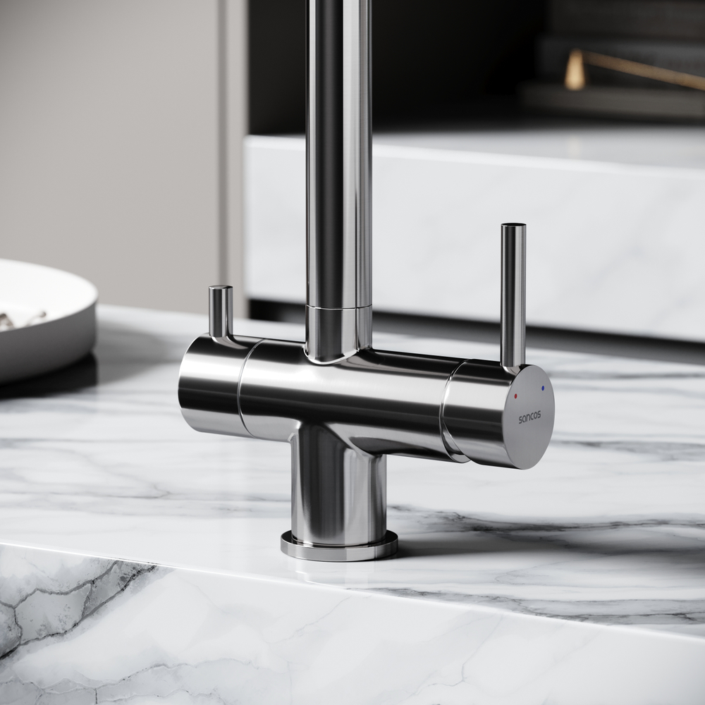 Смеситель для кухни Sancos Foster с краном для фильтра, брашированный никель, SC4014BN