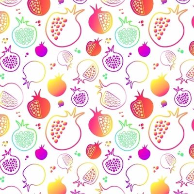 Неоновые гранаты на белом фоне