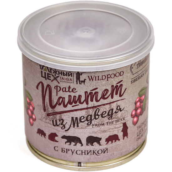 Паштет из мяса Медведя с ягодами брусники ж/б 250г.