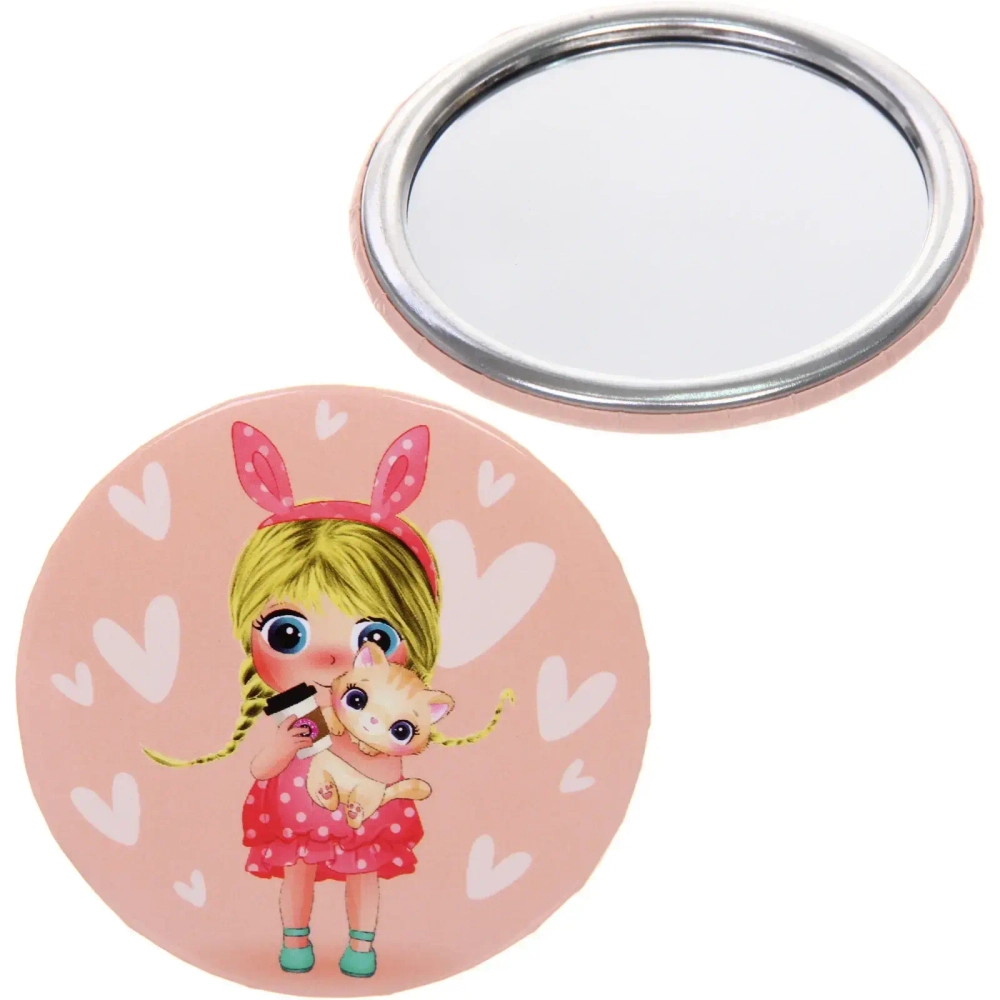 Зеркало косметическое круглое «КОЛЛЕКЦИЯ МАРЦИПАН», куколка, d-7,5см (пакет с подвесом)