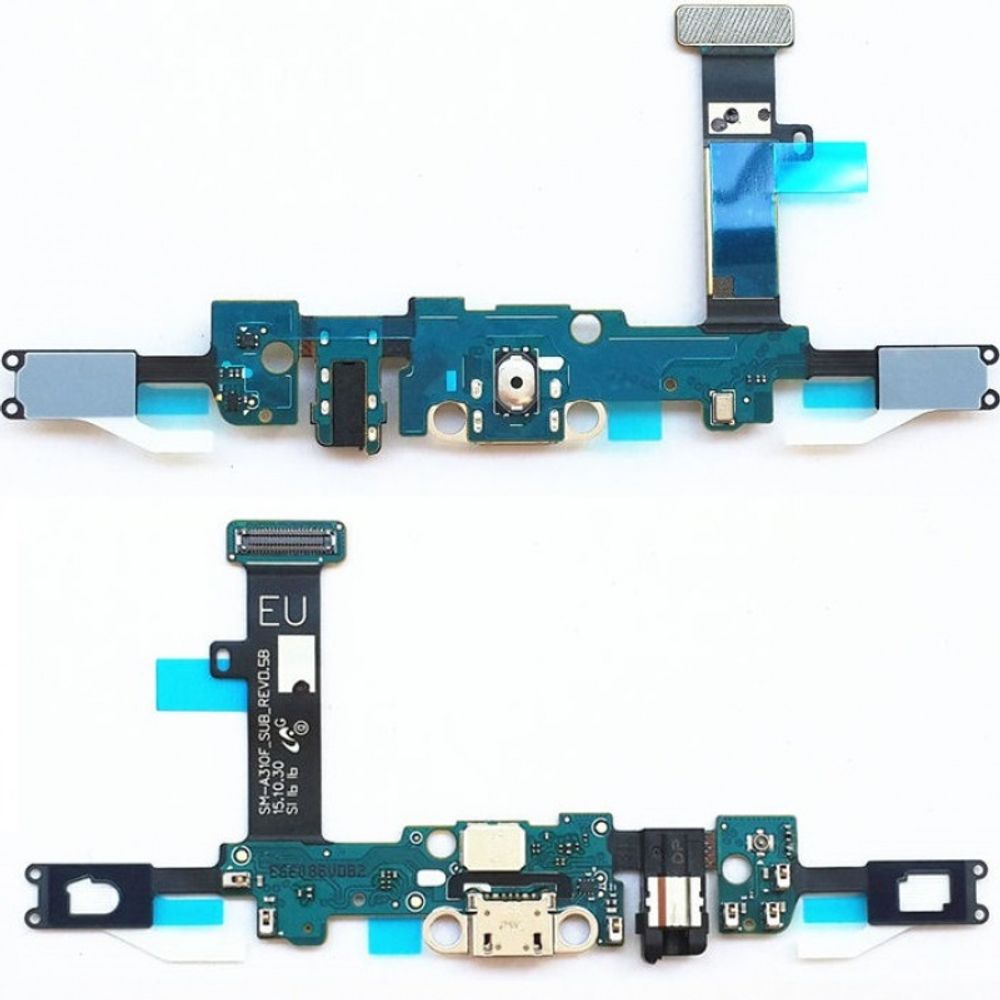 Шлейф для Samsung A310F (A3 2016) плата системный разъем/разъем гарнитуры/микрофон/HOME