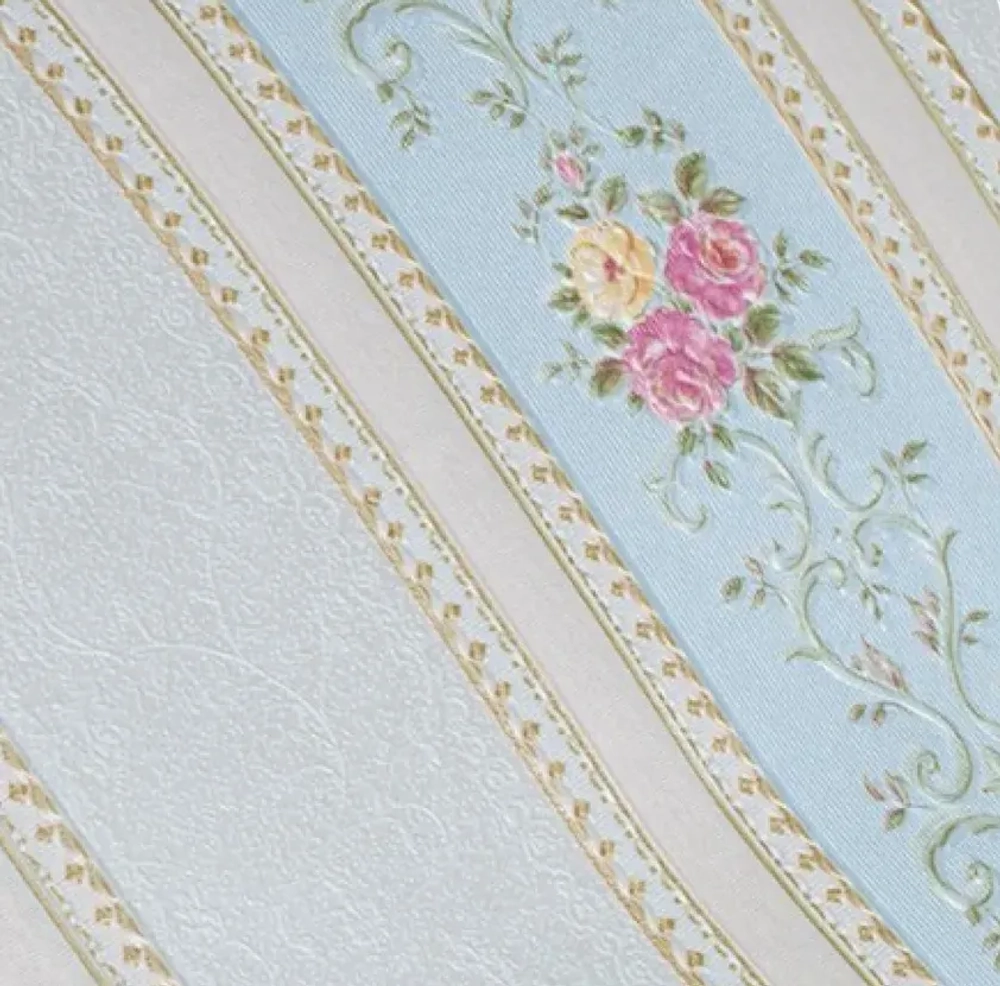 Обои бумажные Д877-01 Ситчик, полоска, флористика 0,53х10,05 м