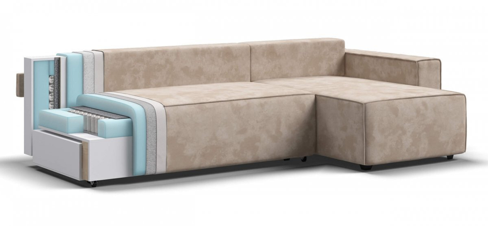 Угловой диван Норд Велюр Алькантара пепел