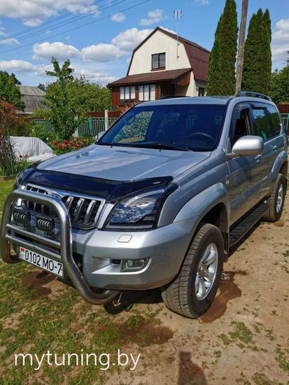 Передние фары Tube Light для Toyota Land Cruisre Prado 120 (03-09) динамические черные