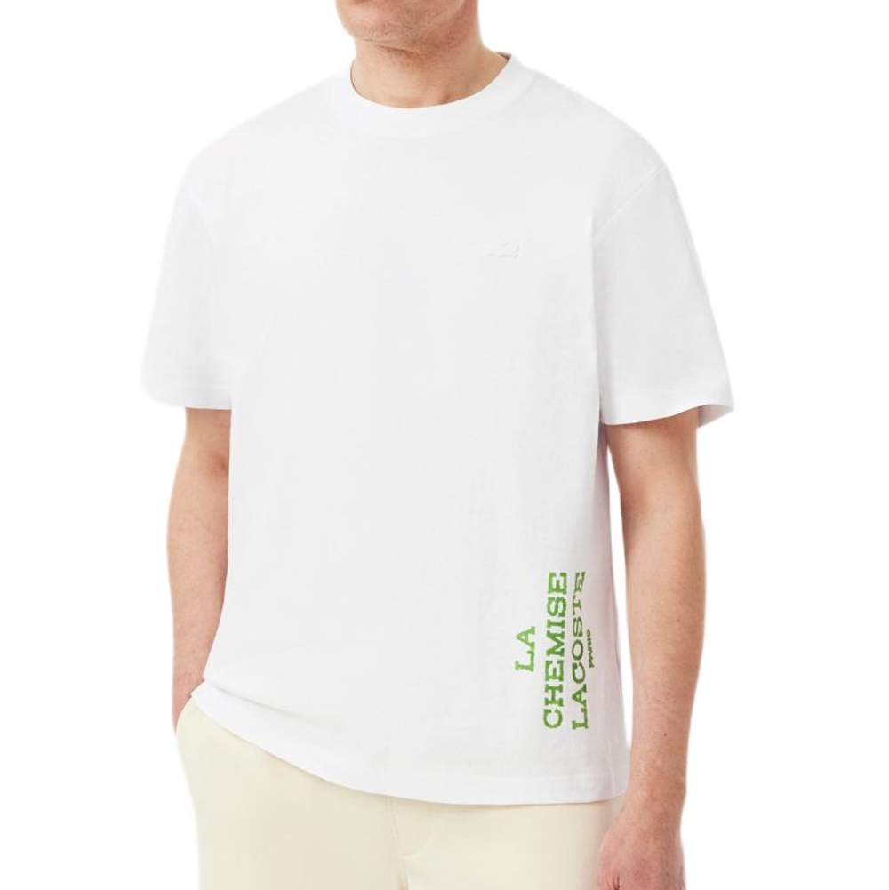 Теннисная футболка Lacoste Relaxed Fit Printed Cotton - white