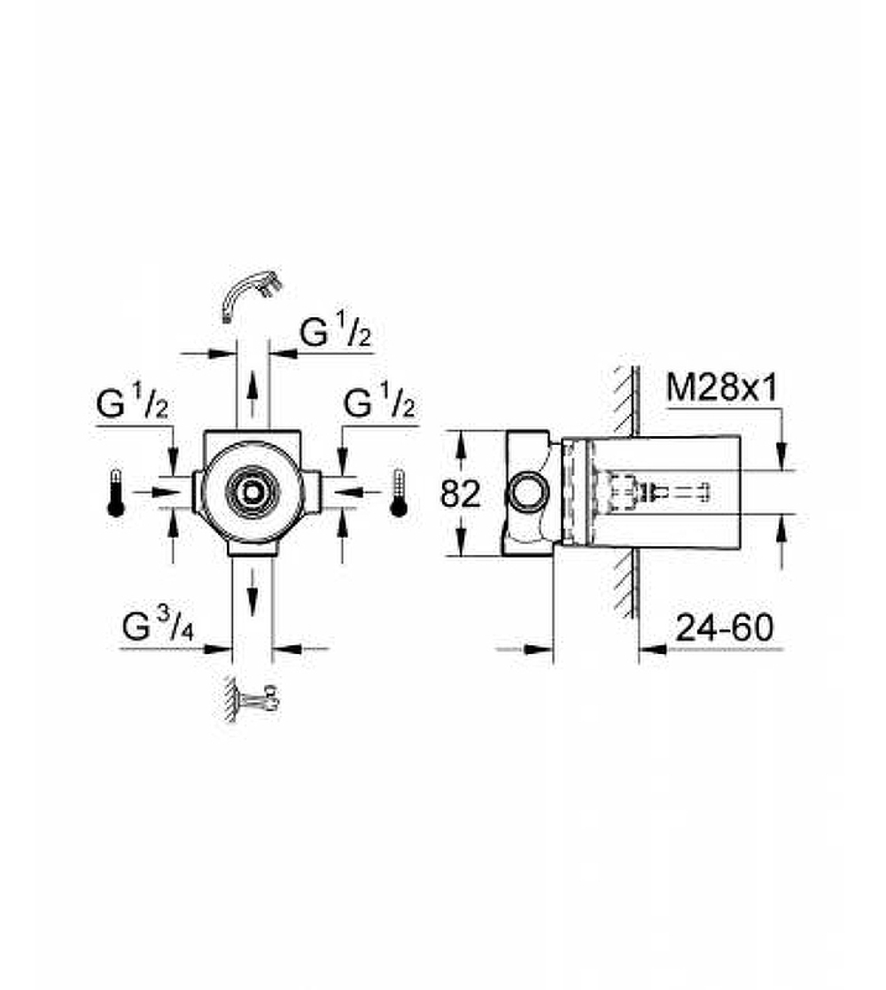 Скрытая часть для смесителя Grohe 29707000 G 1/2 - G 3/4