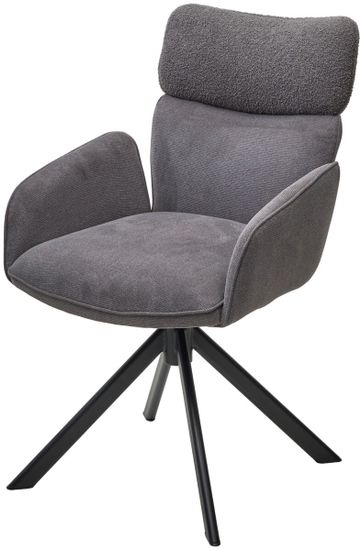 Стул TRIS 360 град. поворот с возвратом, Davis Nowo 92 серый, букле /Point 90 серый/ Черный