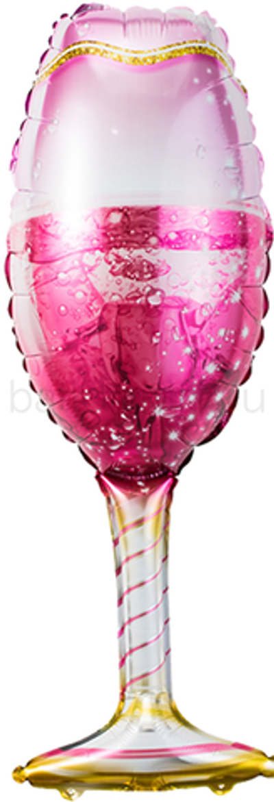 Шар (32''/81 см) Фигура, Бокал Шампанское, Розовый, 1 шт.
