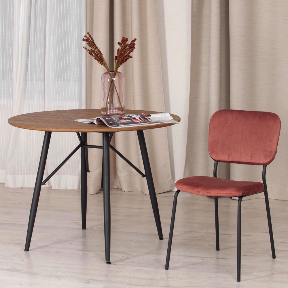 Стул CAROL (mod. UC06) / 1 шт. в упаковке металл, вельвет, 45 х 56 х 82 см, Coral (коралловый) HLR44 / черный