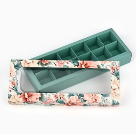 Коробка для 12 конфет «Цветы», 26.5×10.5х3.8 см