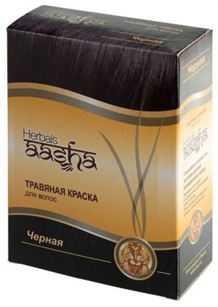 Травяная краска для волос на основе индийской хны, Aasha Herbals, чёрный