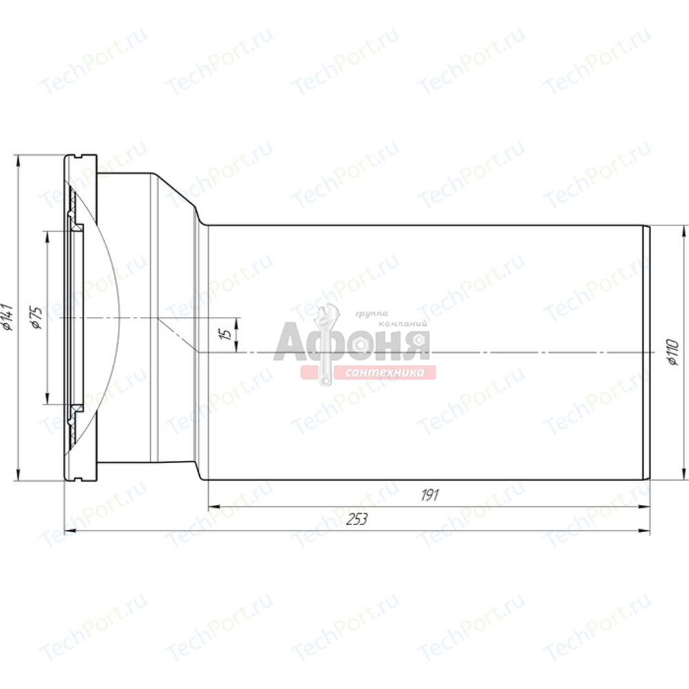 Труба фановая  250*15  W1225 смещенная АНИ пласт