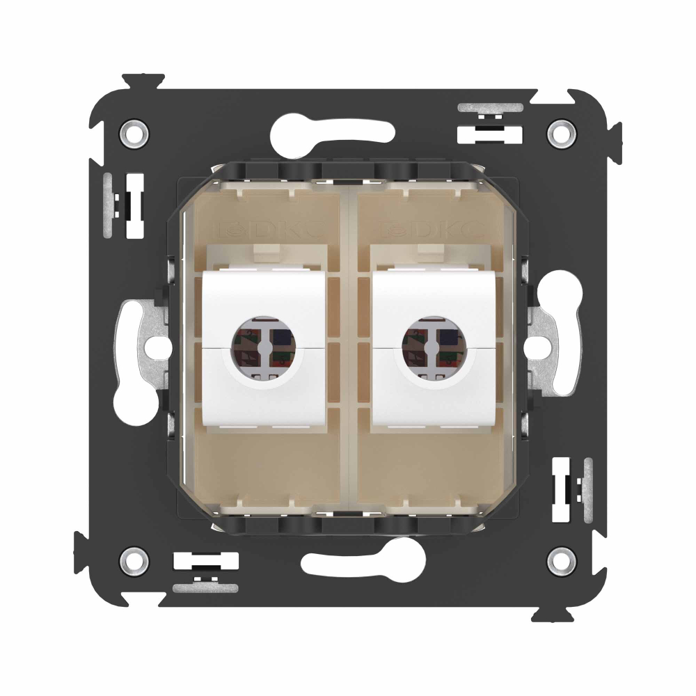 Компьютерная розетка RJ-45 без шторки в стену, кат.6 двойная, "Avanti", "Ванильная дымка"