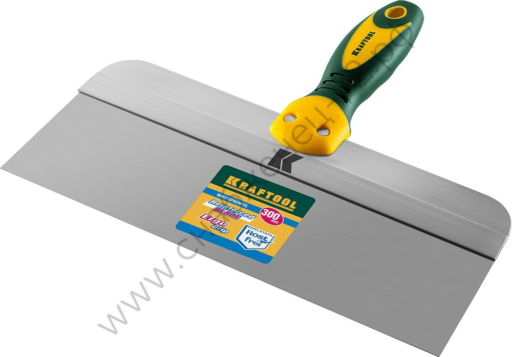 KRAFTOOL 300 мм, широкое полотно алюминиевая направляющая двухкомпонентная ручка, нержавеющий, Фасадный шпатель (10036-300)
