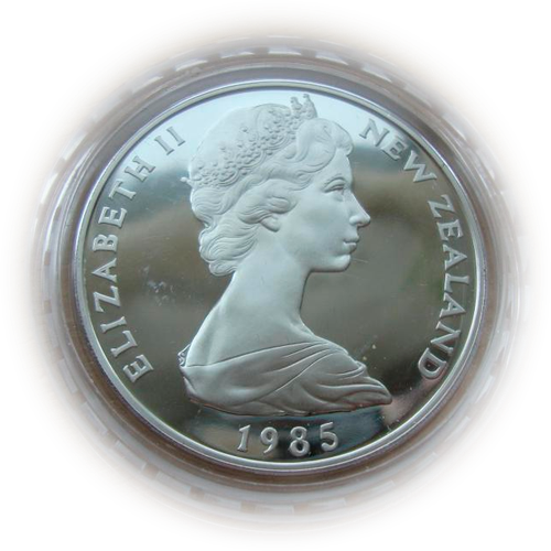 Новая Зеландия 1 доллар 1985 Птица Черный ходулочник СЕРЕБРО