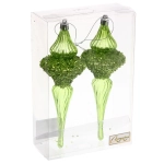 Елочные украшения «Сияние» 6*6*19.5 см (набор 2 шт), Зеленый