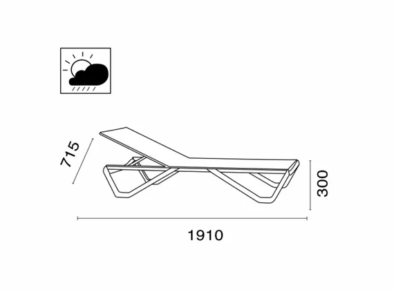 Шезлонг алюминиевый Wave, белый, бирюзовый