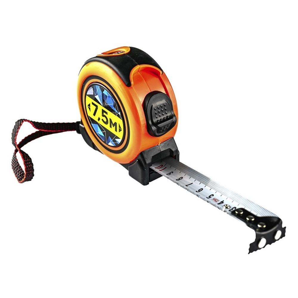 Рулетка 7 м 25 мм обрезиненный корпус, с фиксатором и магнитом BAUHOW