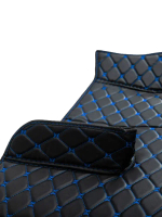 Ковры 3D FAW J7 (экокожа, черный, синяя строчка)