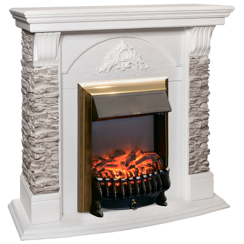Каминокомплект Real Flame Athena GR WT с очагом Fobos Lux Brass