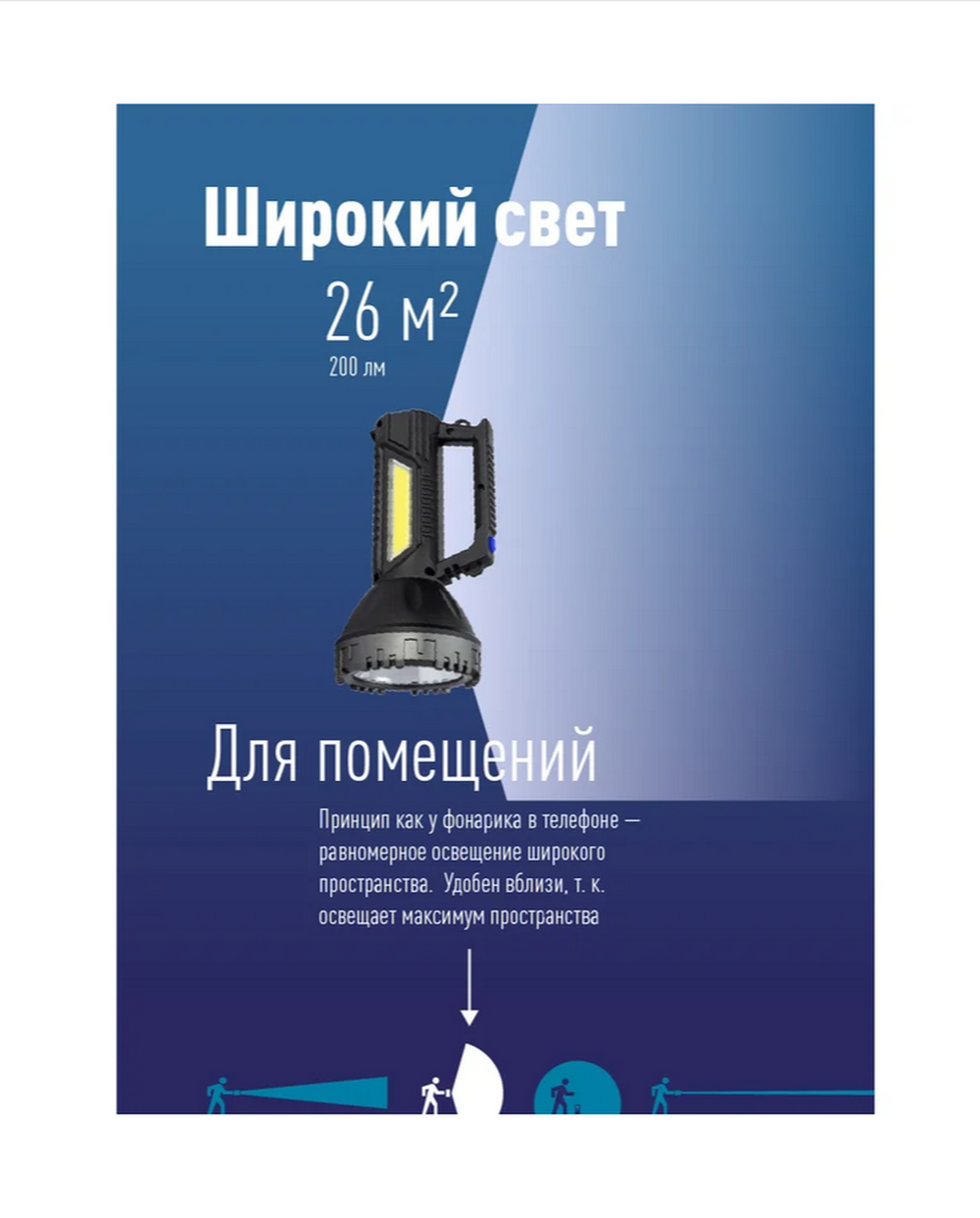 Фонарь прожектор КОСМОС KOC904Lit Черный/серый