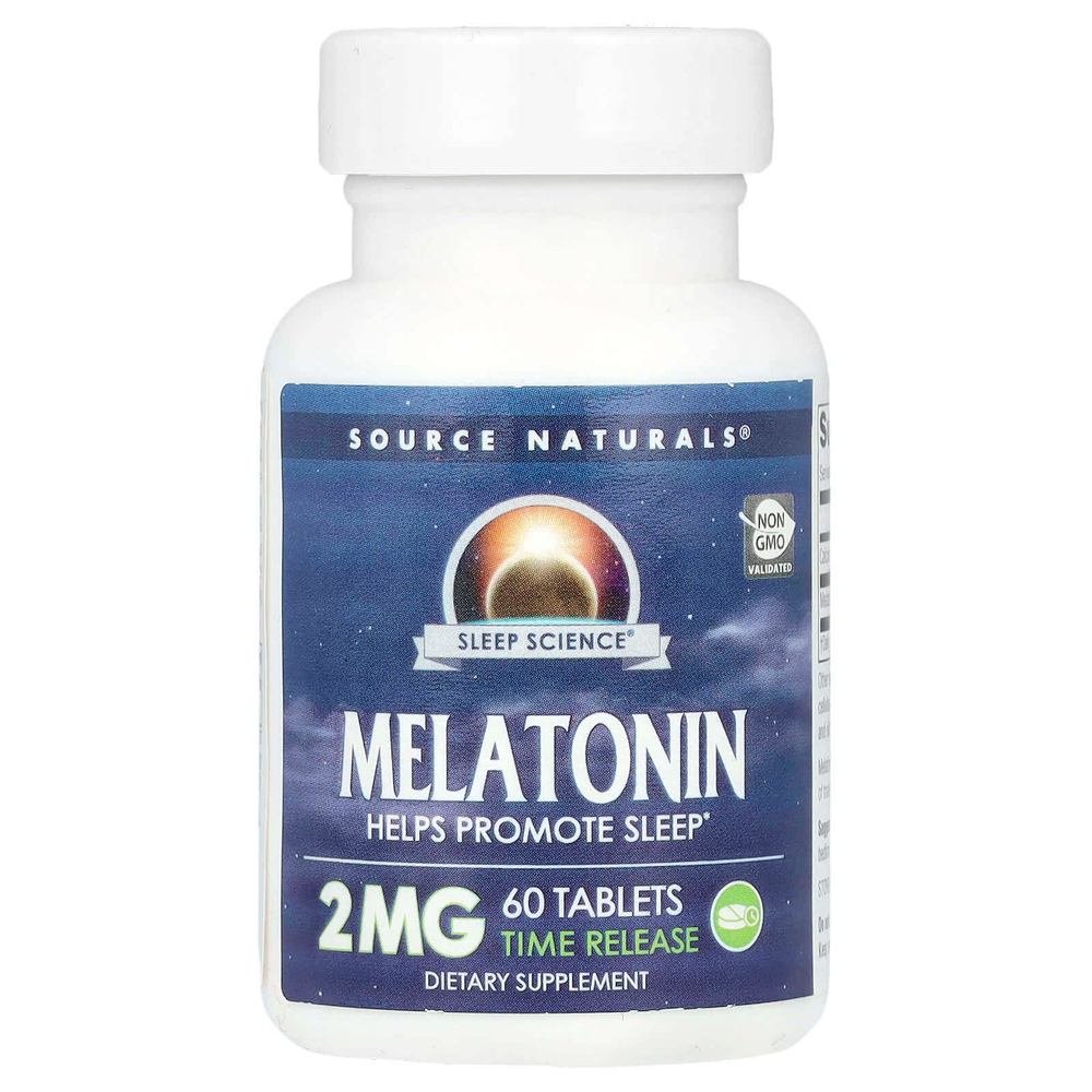 Source Naturals, Sleep Science®, мелатонин, замедленное высвобождение, 2 мг, 60 таблеток